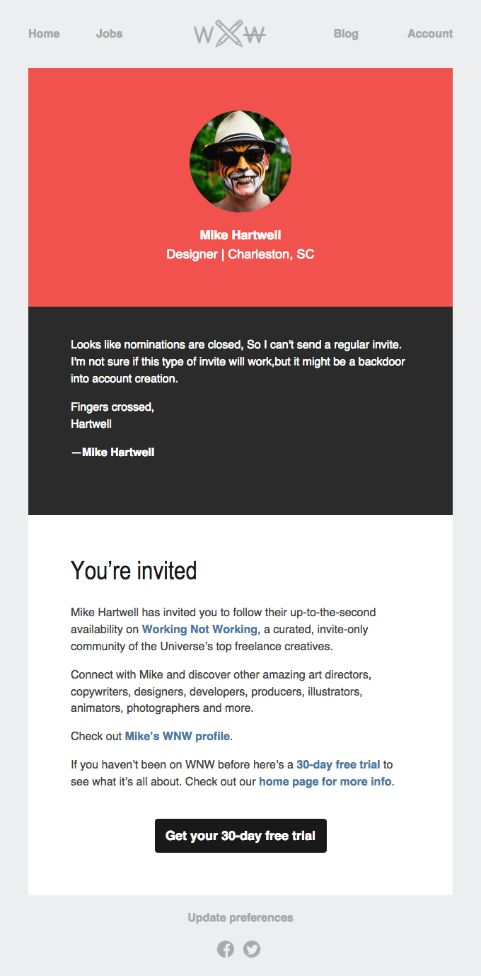 Mike Hartwell Has Invited You to Follow Them On Working Not Working