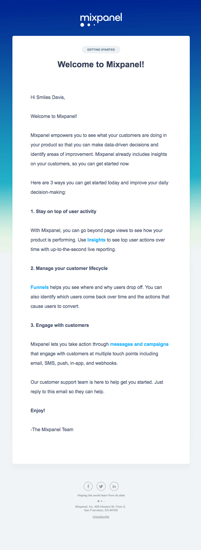 Mixpanel: Welcome to Mixpanel!