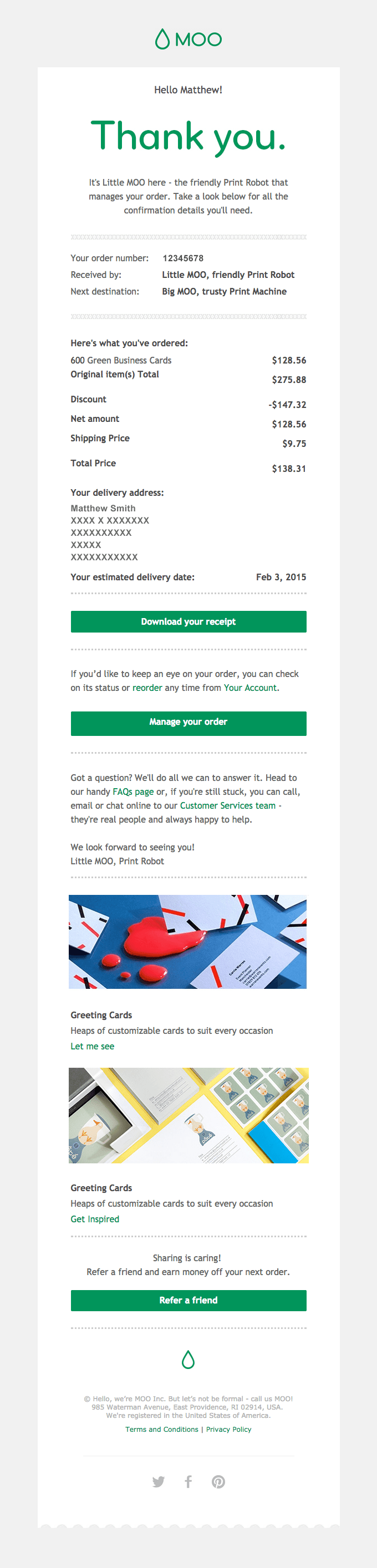 MOO | Order 12345678 | Confirmed