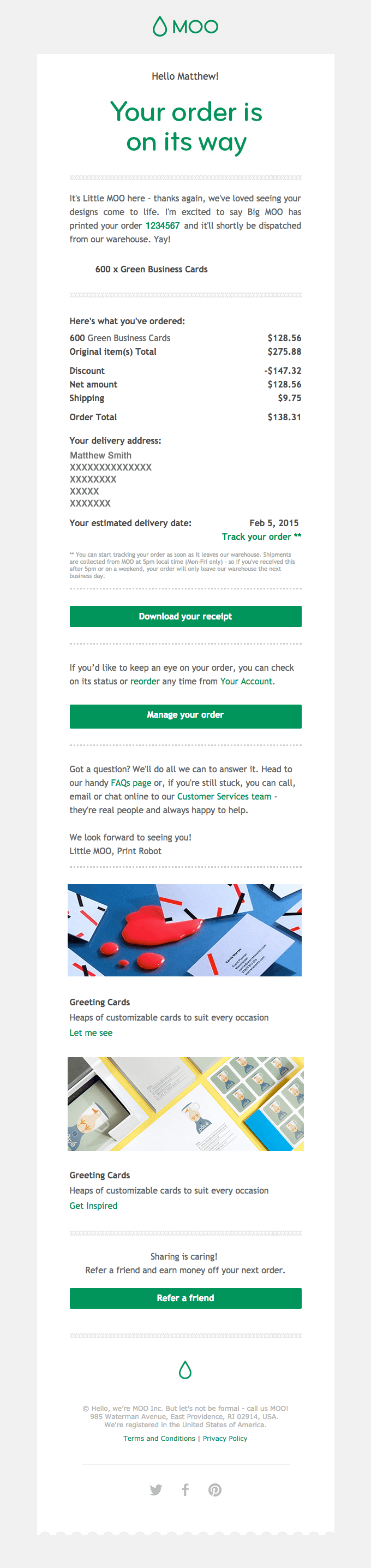 MOO | Order 1234567 | Dispatched