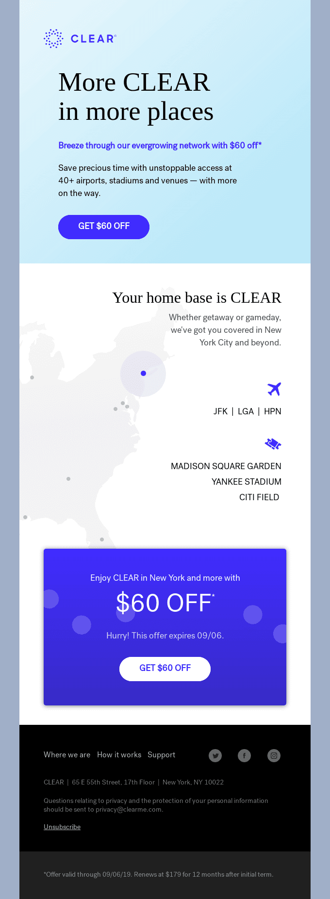 More CLEAR for $60 off