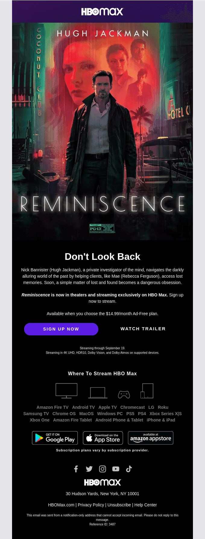 Movie Premiere: Reminiscence