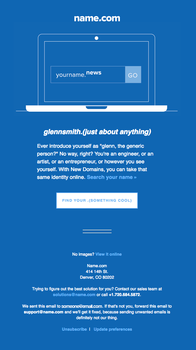 Name.com newsletter