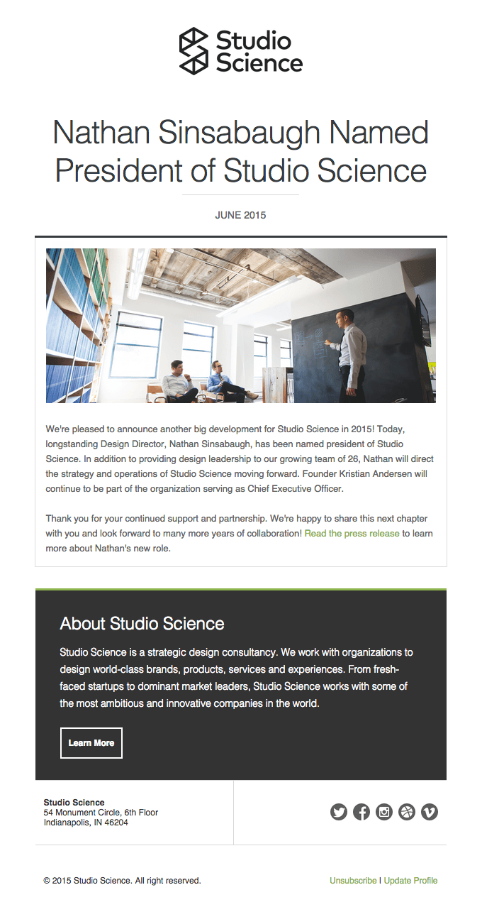 Nathan Sinsabaugh Named President of Studio Science