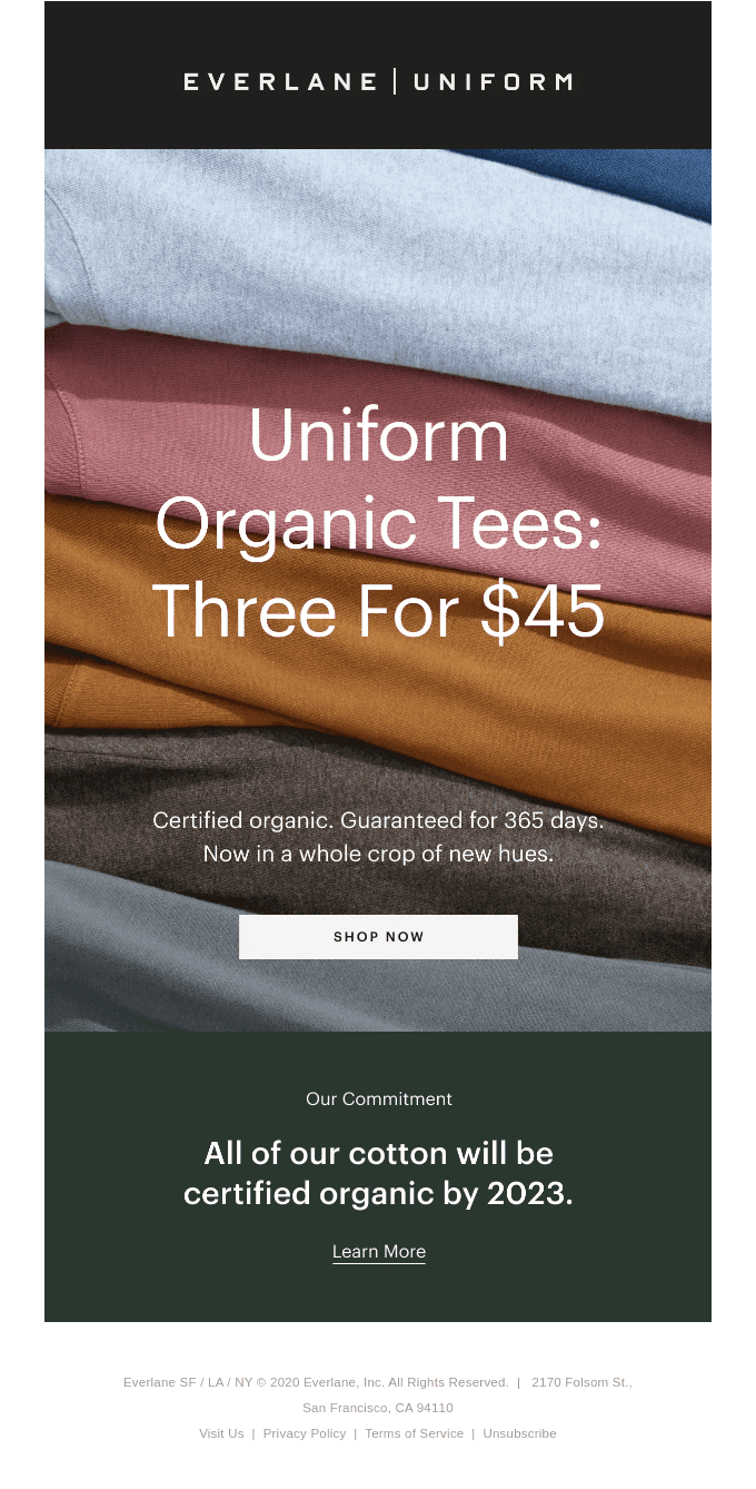 New Organic Cotton Tee Colors