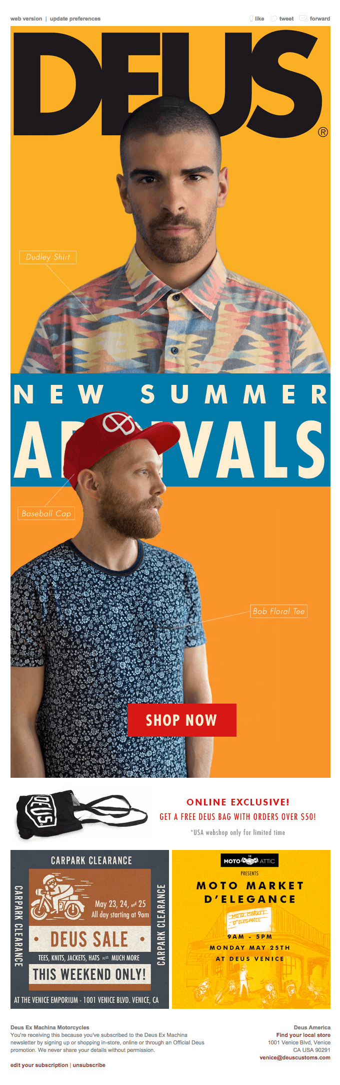 New Summer Arrivals from Deus Ex Machina | This wknd: Carpark Clearance!