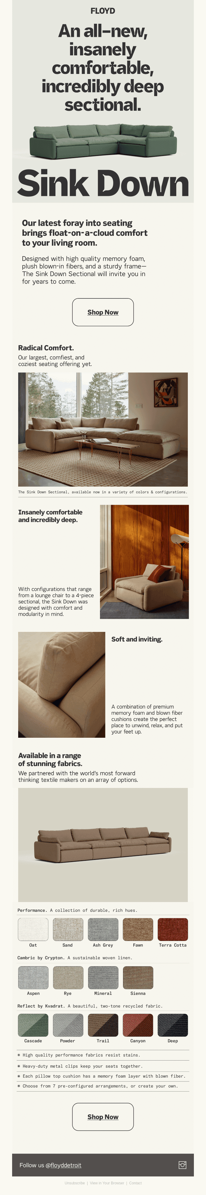 NEW! The Sink Down Sectional.