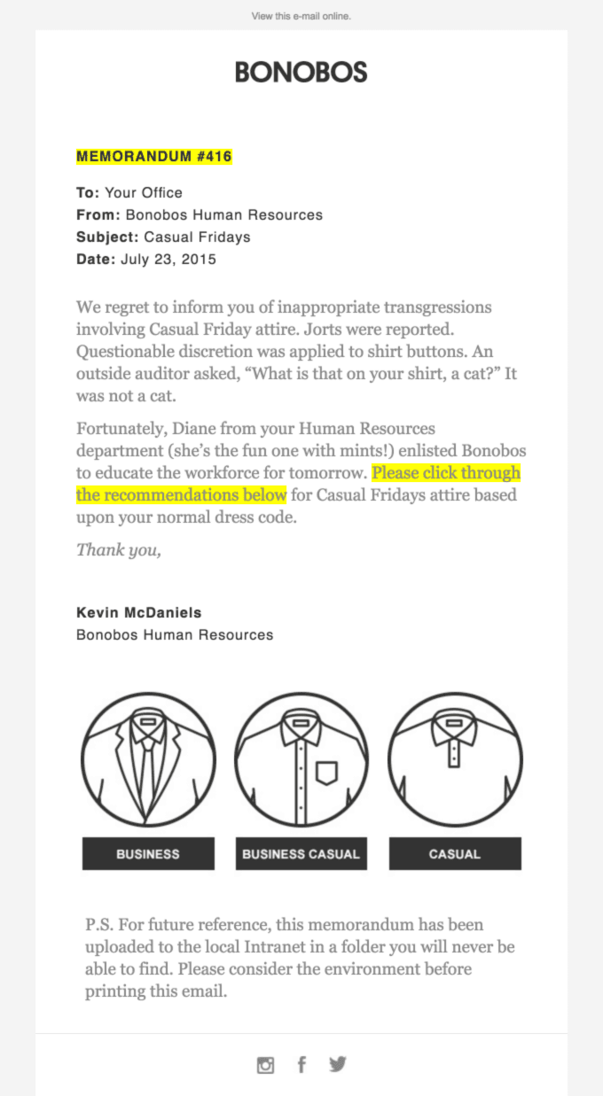 Notice to Employees Re: Casual Fridays