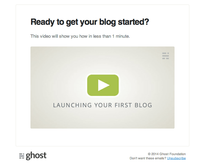 Onboarding Email Design from Ghost