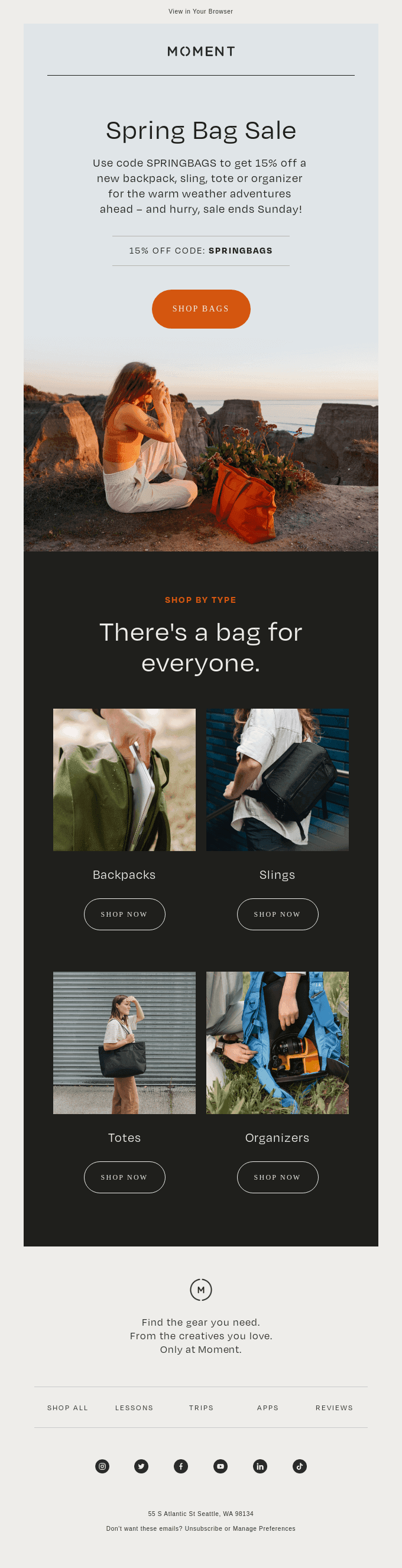 One Week Only: 15% Off Bags