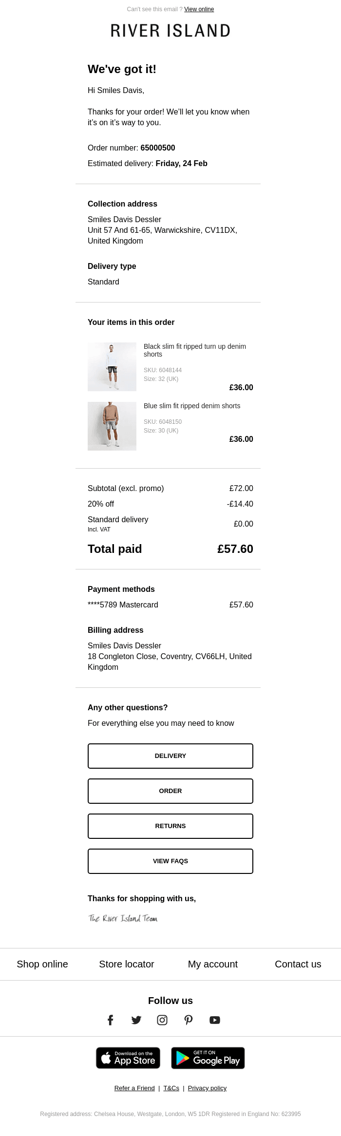 Order Confirmation