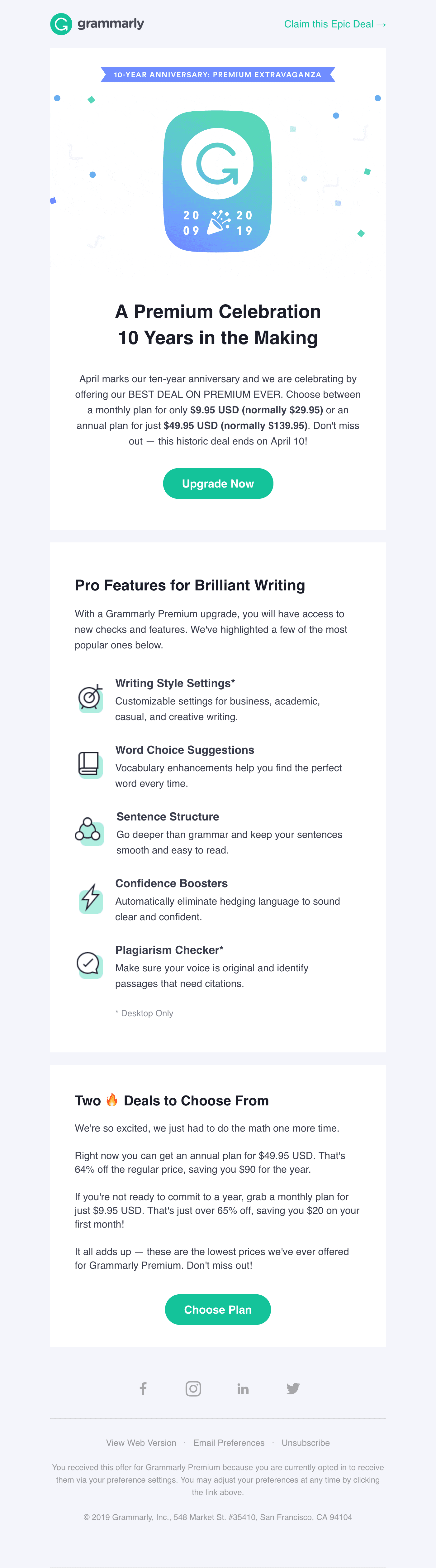 Our Best Upgrade Offer EVER to Celebrate 10 Years of Grammarly