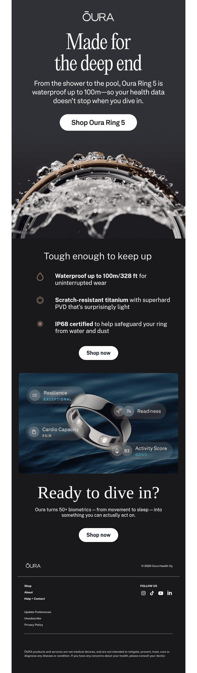 Can you wear Oura Ring in water?
