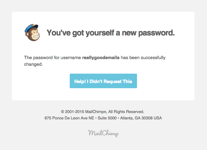 MailChimp Password Changed