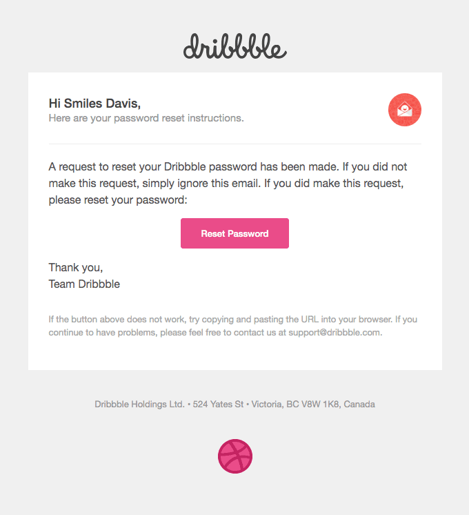 Password reset instructions