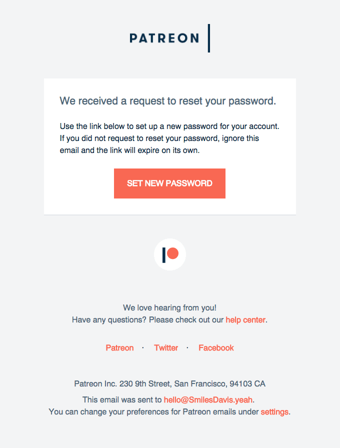Patreon Password Reset