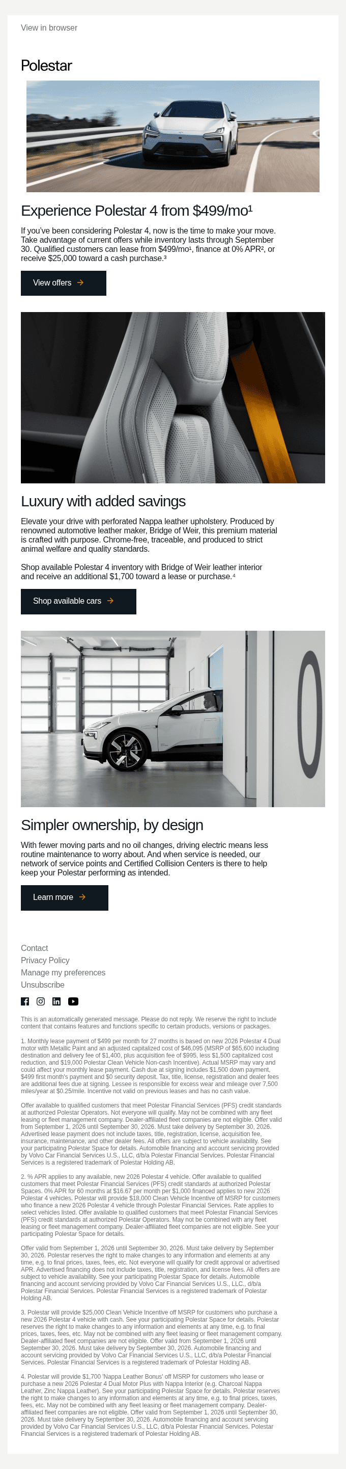 Polestar 4 from $499/mo while inventory lasts