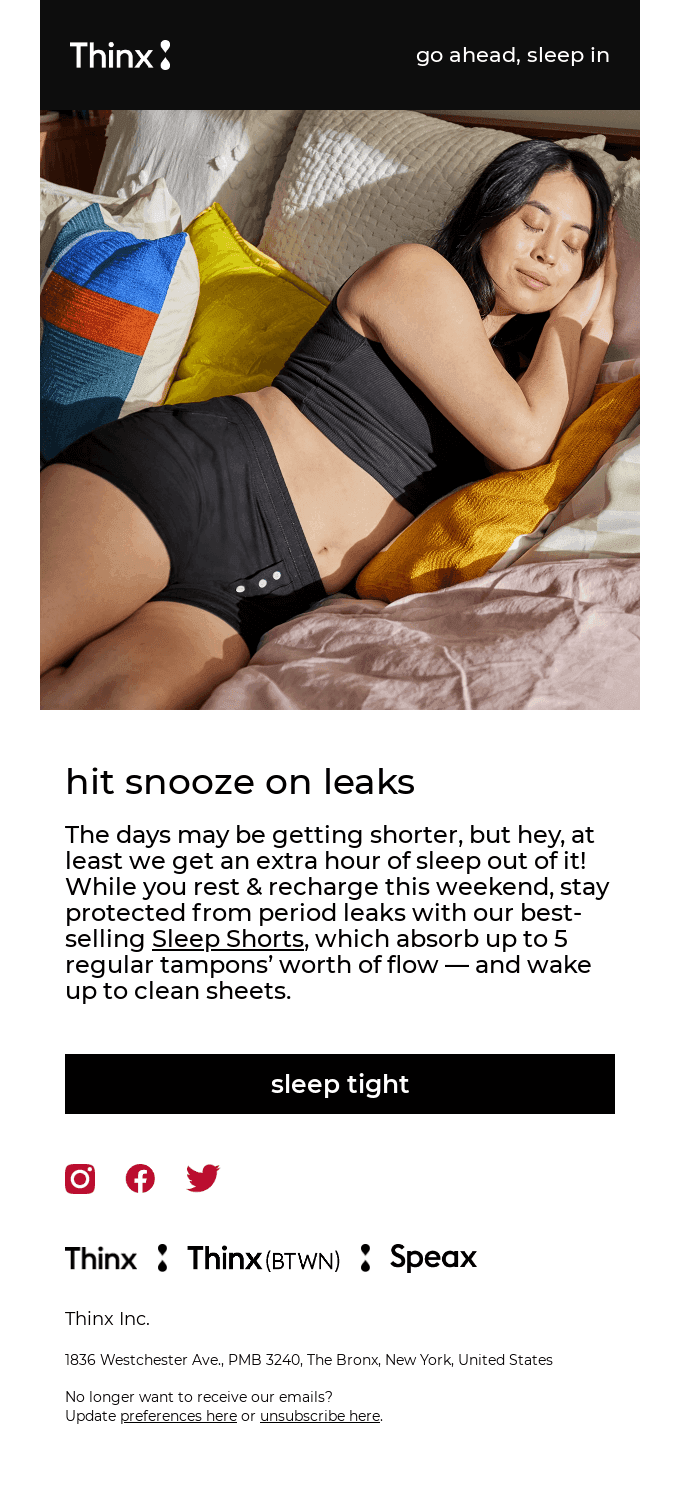 Press snooze on period leaks 😴