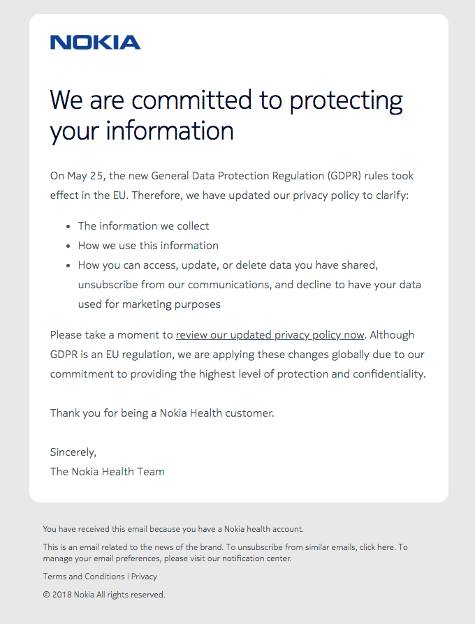 Privacy policy update