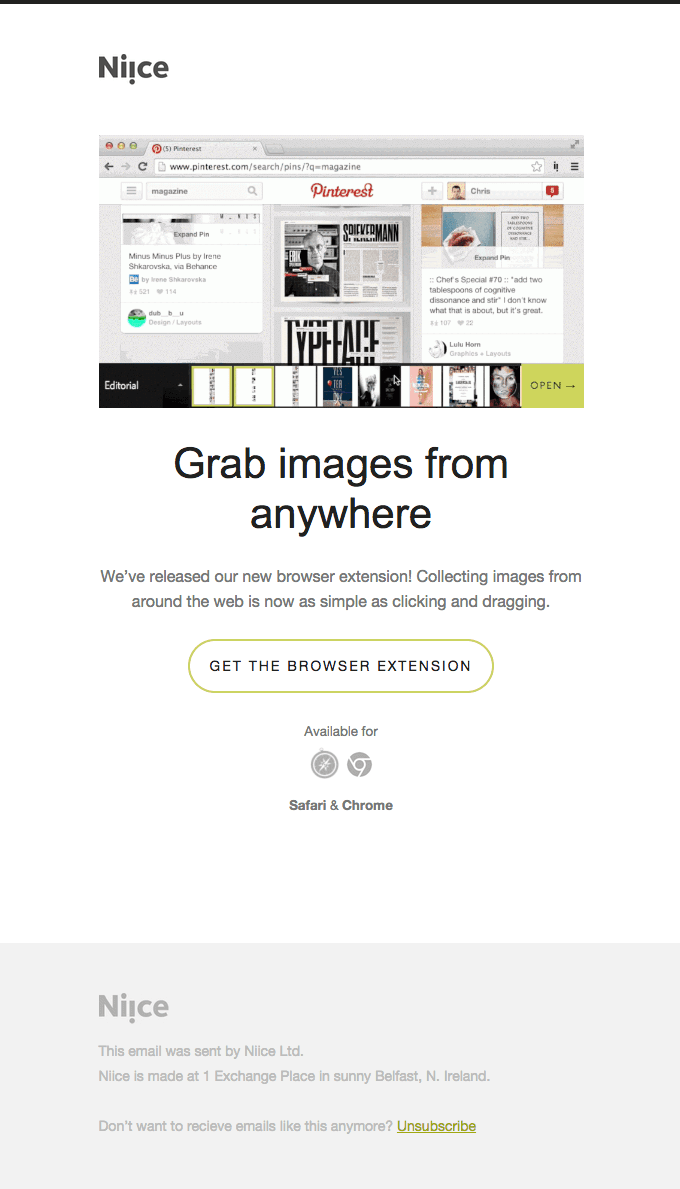 Product Highlight Email from Niice