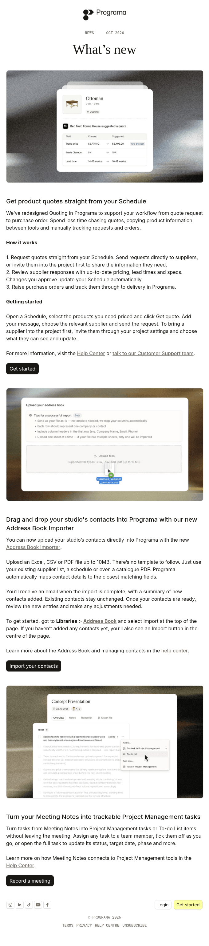 Request supplier quotes straight from your Schedule