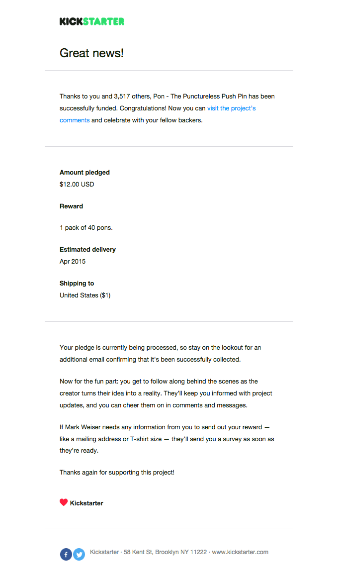 Yes! Pon – The Punctureless Push Pin has been successfully funded!