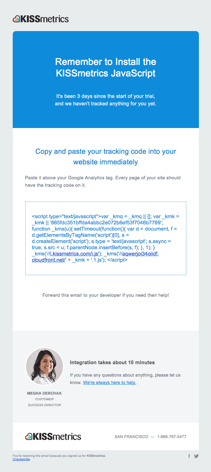 A quick reminder to get started with KISSmetrics!