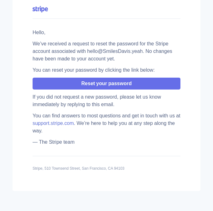 Reset your Stripe password