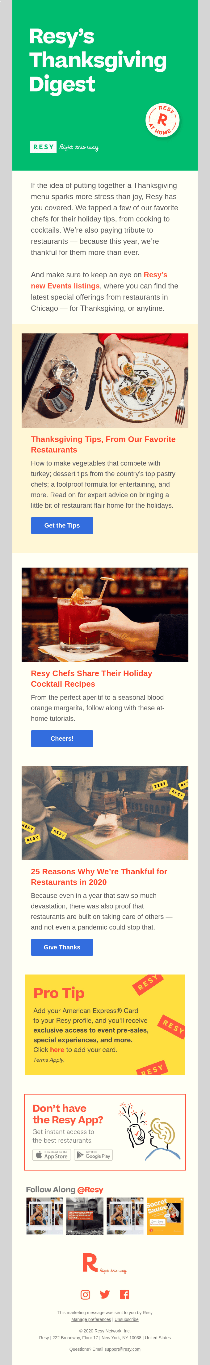 Resy’s tips for Thanksgiving.