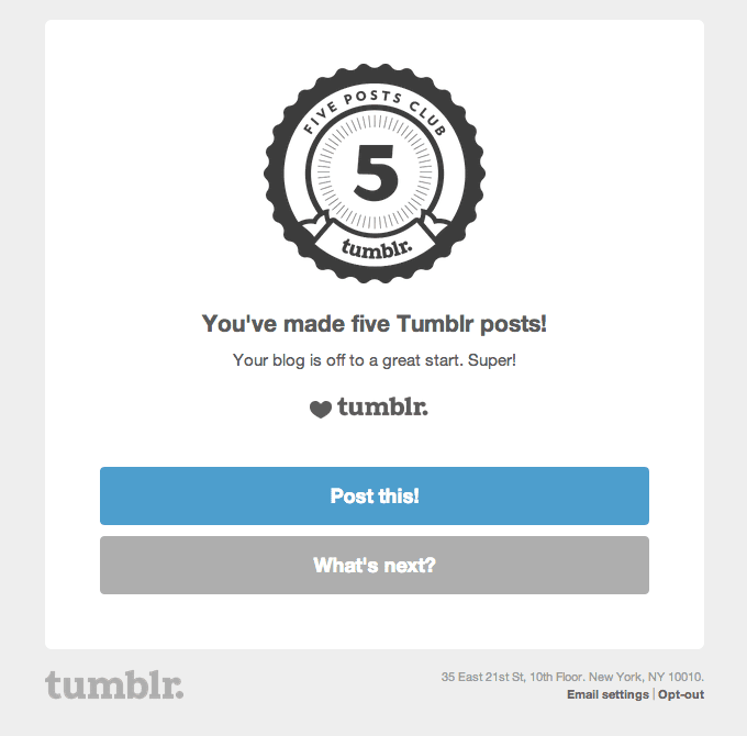 Retention Program Email Design from Tumblr