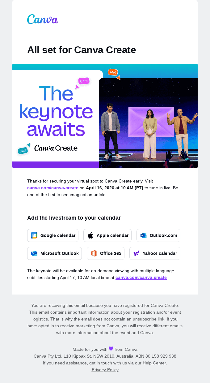 See you at the Canva Keynote ✨