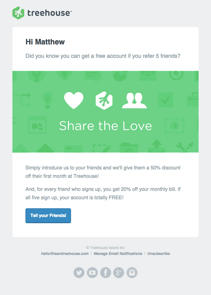 Sharing Email from Treehouse