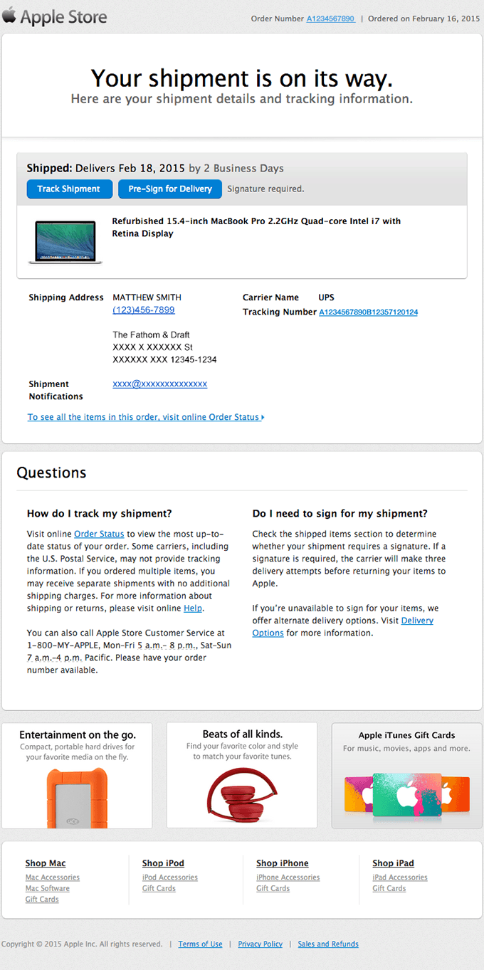 Shipment Notification XXXXXXXXX