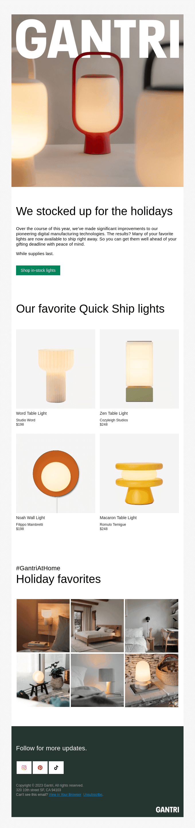 Shop in stock lights