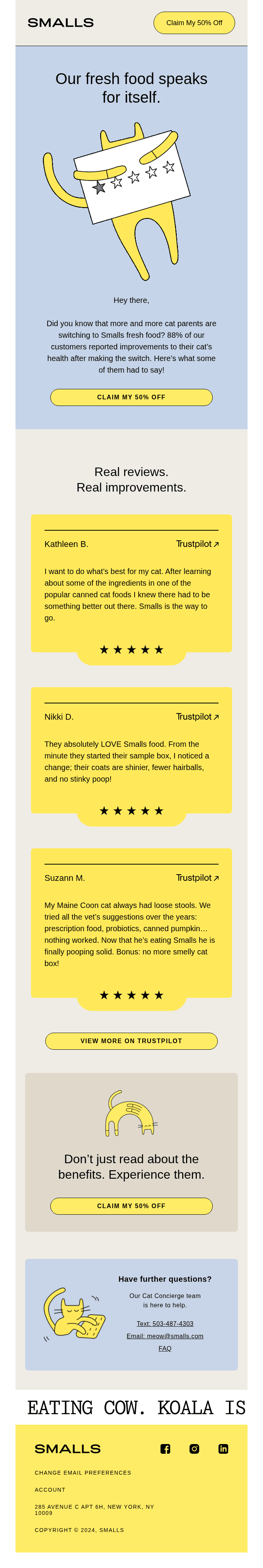 What cat parents are saying about Smalls.