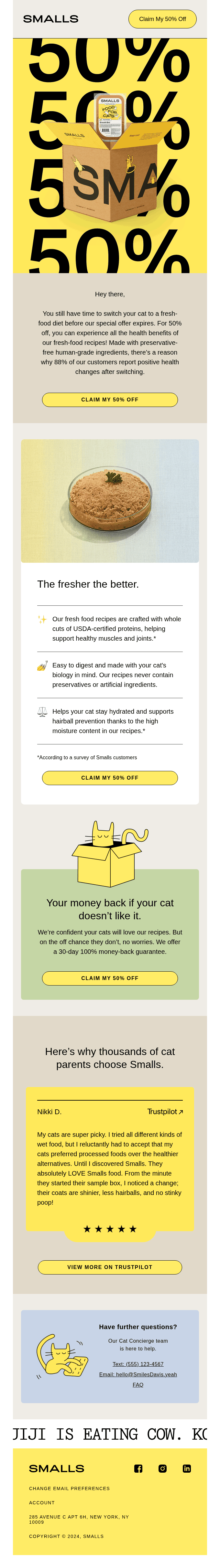Give your cat a fresh start for 50% off