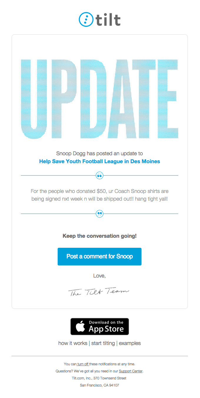 Snoop Dogg has posted an update to Help Save Youth Football League in Des Moines
