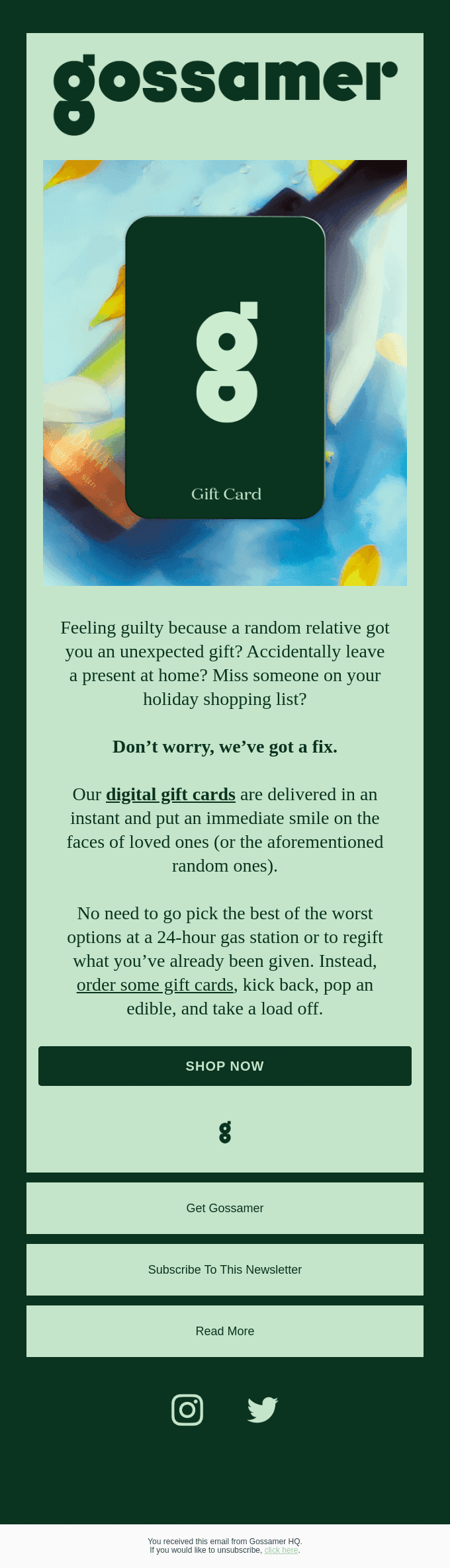 So you forgot some gifts