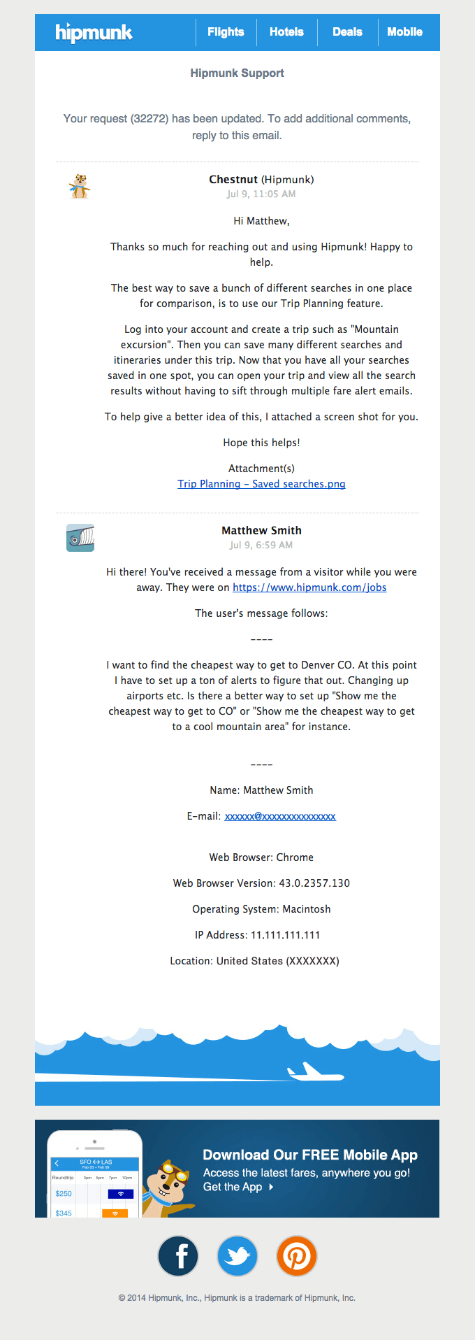 [Hipmunk] Re: someone@somewhere.com wrote you a note