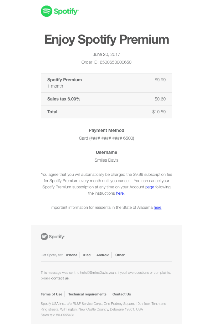 Spotify Receipt