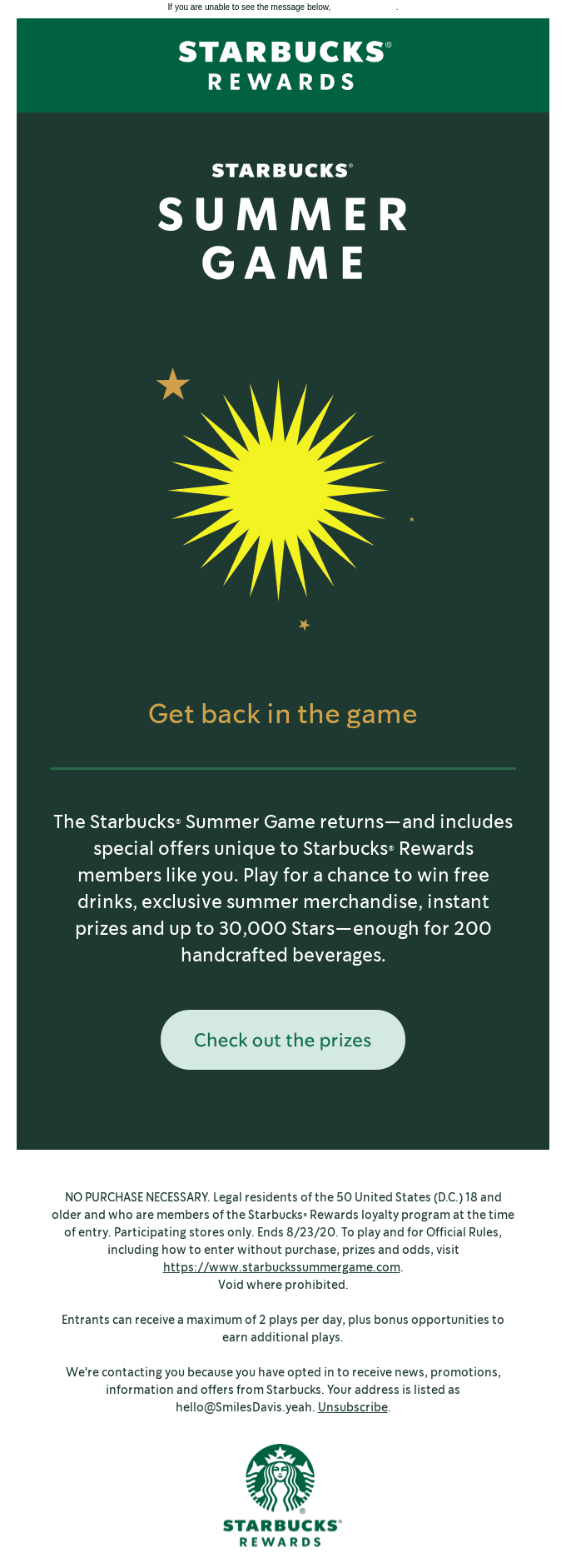 Starbucks® Summer Game is back
