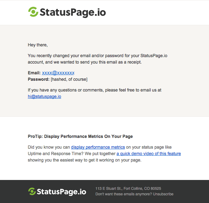 StatusPage.io: Your new login info
