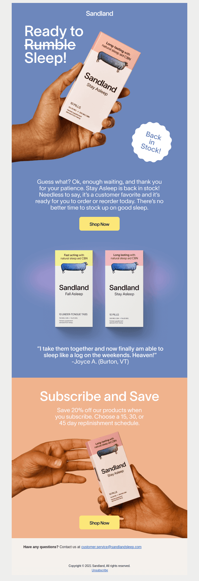 Stay Asleep is Back in Stock!