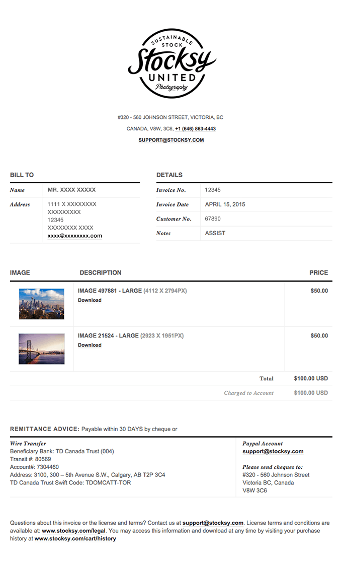 Stocksy – Your Purchase Details