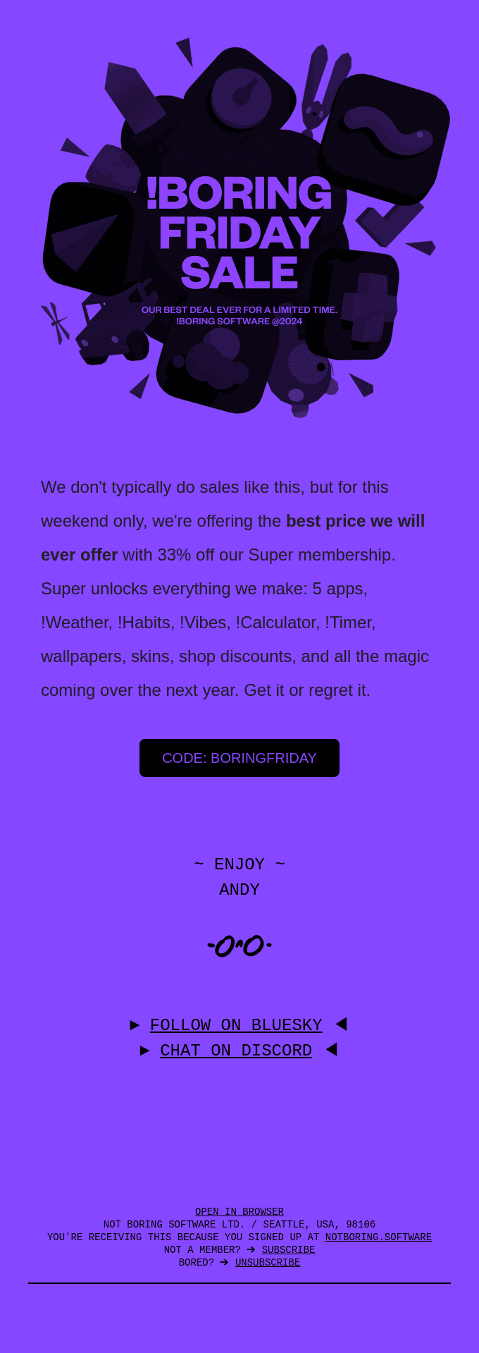 Super !Boring Black Friday
