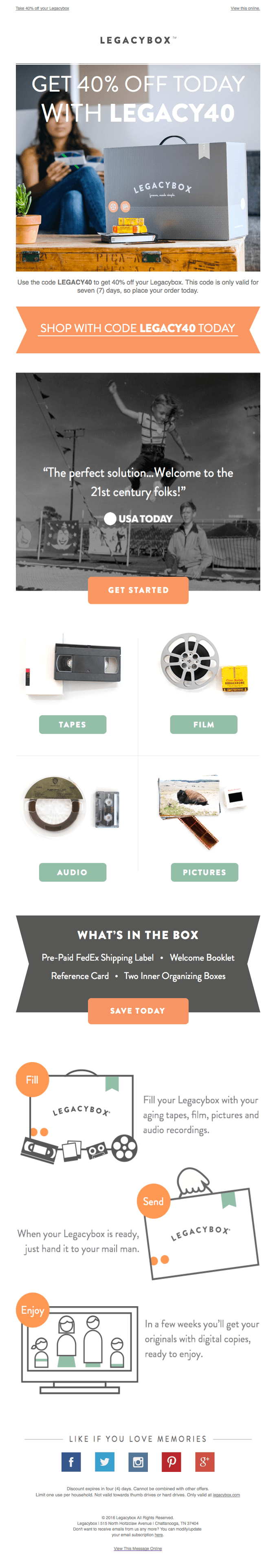 Take 40% off your Legacybox