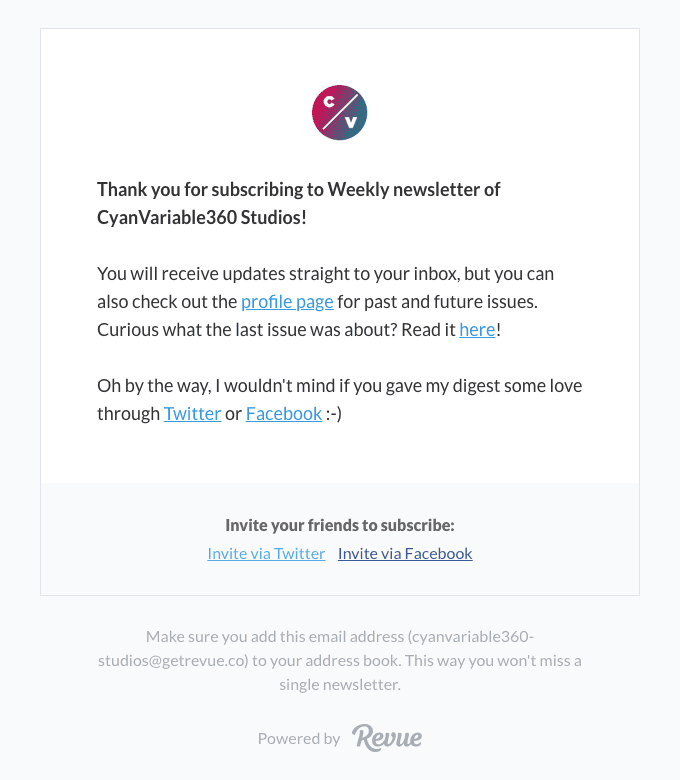 Thank you for subscribing