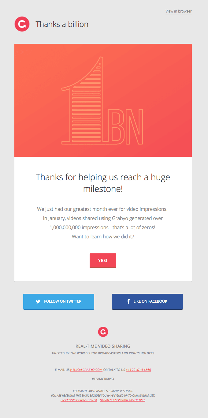 Thanks a billion