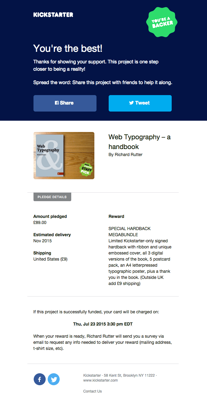 Thanks for backing Web Typography – a handbook by Richard Rutter
