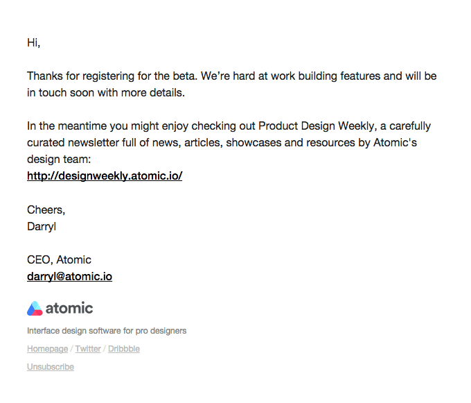 Thanks for registering for the beta